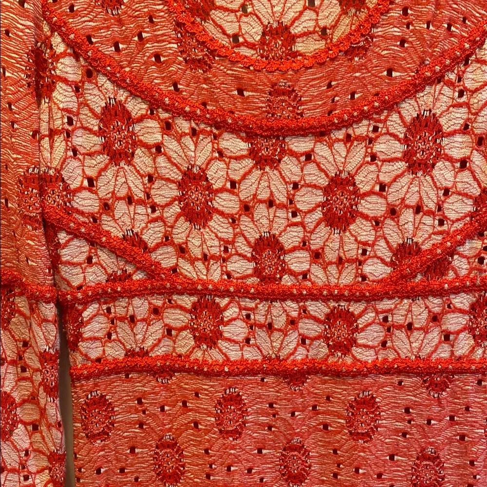 Free People Red Fitted Long Sleeve Delilah Dress